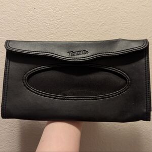Tempo Black Faux Leather Tissue Holder